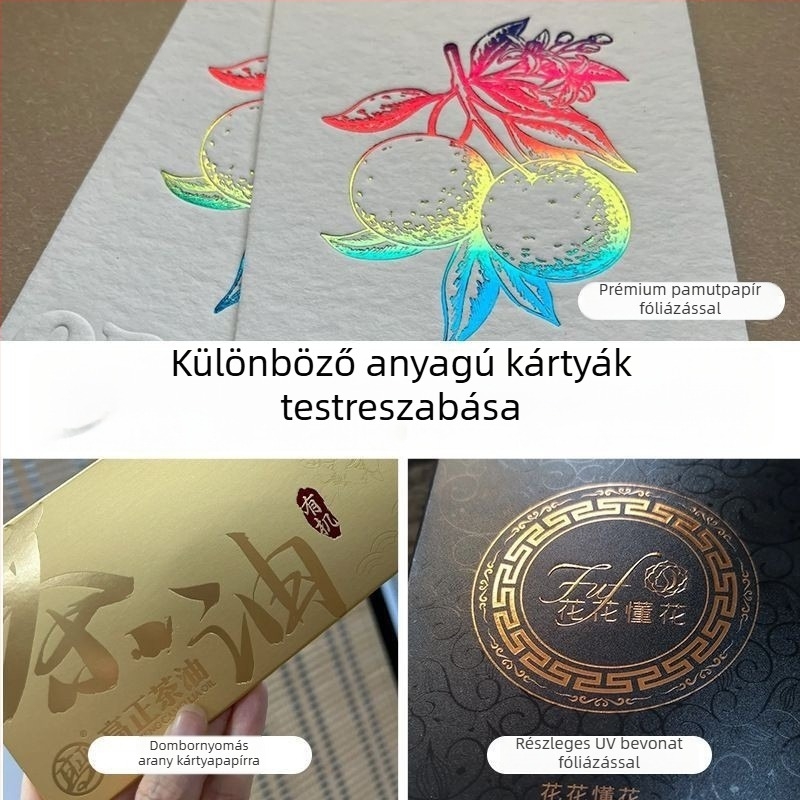 Gyöngyházfényű papíralapú kozmetikai szalon ügyfélélmény kártya — ügyfélélmény, utóvásárlási kártya, bőrápolás, szempilla-promóció, reklámtervezés, logó, arany fóliás nyomás