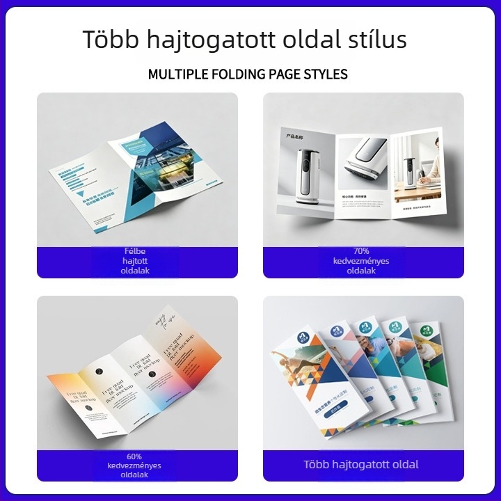 Személyre szabott termékinstrukciók és három- és négylapos brosúrák nyomtatása