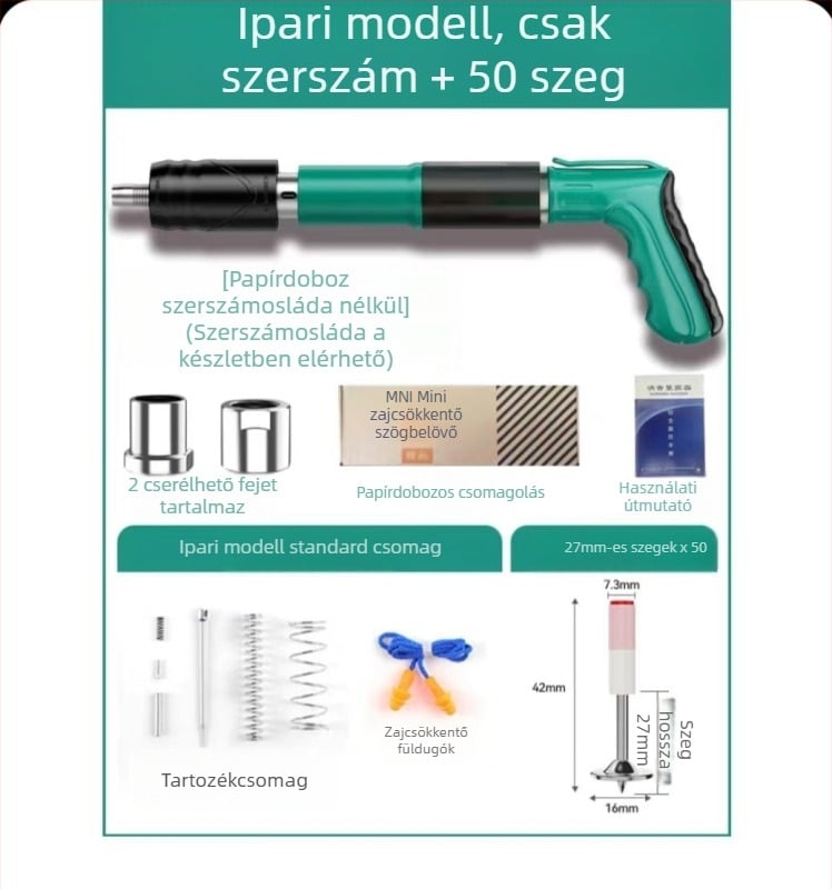 Mennyezetre szerelő eszköz – integrált szegezőpisztoly, mini pisztoly, 7.3, műanyag–acél modell