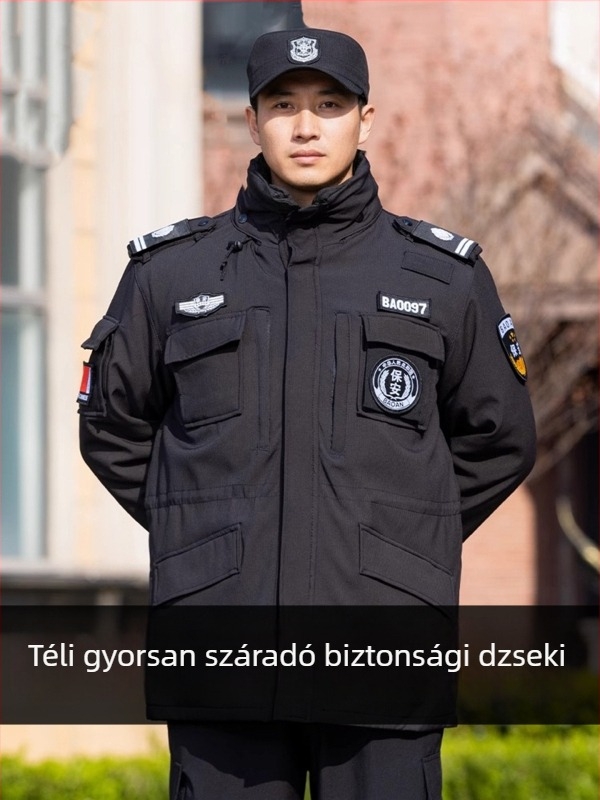 Férfi téli munkaruházat pamutbetétes kabát, kétszintes biztonsági együttes, kopásálló munkaruha