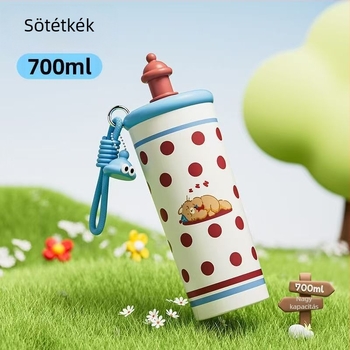 700 ml Cartoon termosz pohár, belső 316 rozsdamentes acél, hordozó zsinórral, könnyen hordozható