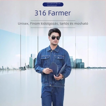 Tavasz–ősz denim munkaruha védőfunkcióval, gyári műhelyhez