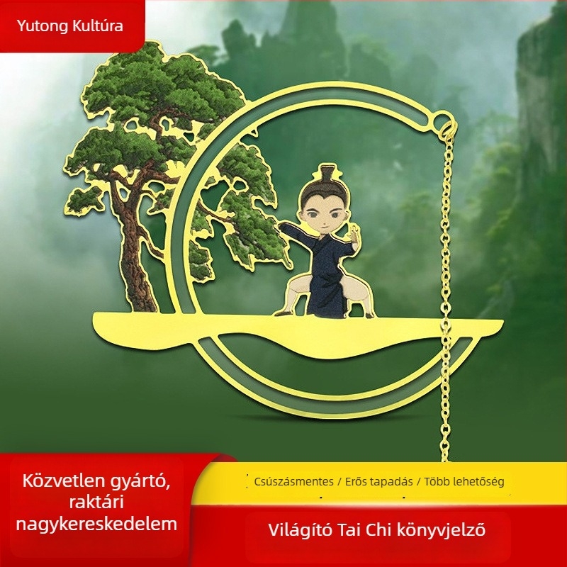 Kreatív fémből készült könyvjelző, világító Tai Chi kivágott mintával, ősi stílusban, diákoknak és tanároknak, ballagási ajándék