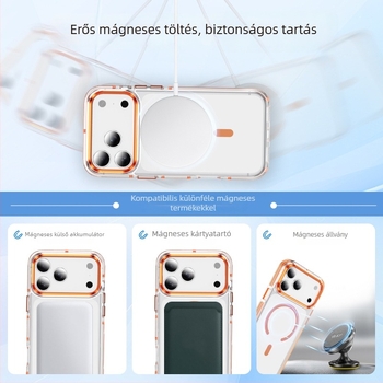 Két színű, irizáló mágneses gyűrű iPhone 15/16/17 Pro tokhoz, mágneses töltés, ütésálló védelem