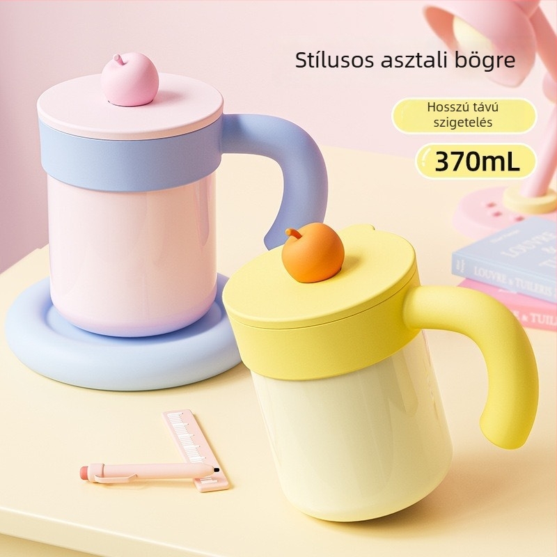 316-os rozsdamentes acélból készült személyre szabható termosz pohár logónyomtatással, elegáns irodai kávéspohár nőknek, 370 ml