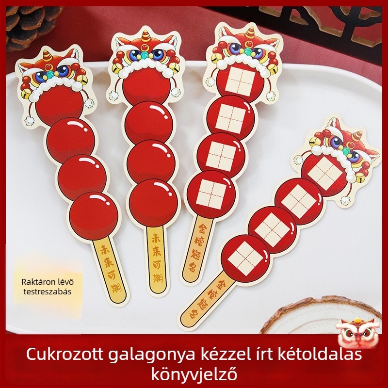Újévi kreatív galagonyás kandírozott könyvjelző és kaligrafiai papír Tianzige rácsos, kínai stílusú