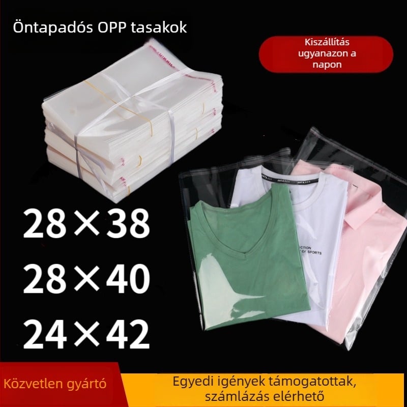 OPP átlátszó ruházati zsák Zip-záras, önragasztó, testreszabható