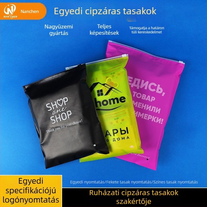 Nyomtatott, egyedi ruházati csomagoló zacskók cipzárral, kiváló minőség, különböző méretek
