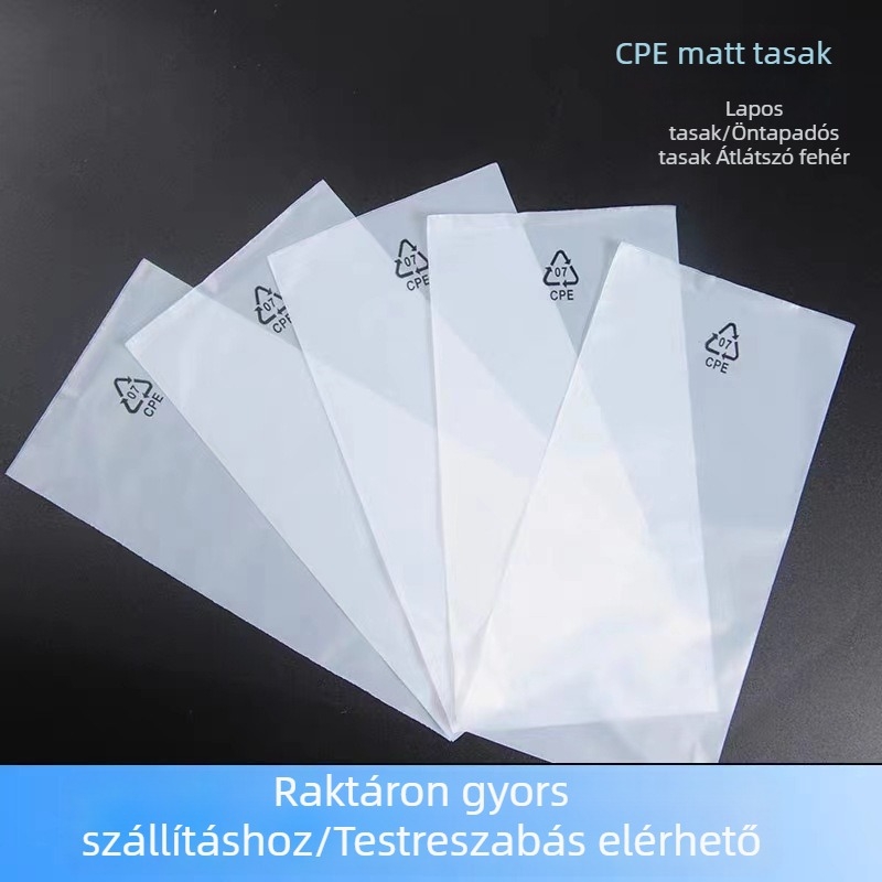 Antisztatikus tejfehér CPE matt zacskó sík nyílással, önzáró, vastított, mobiltöltőhöz