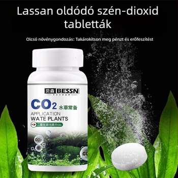 CO2-tartós felszabadulású tabletták akváriumhoz, pezsgőtabletták CO2-generátor cseréje