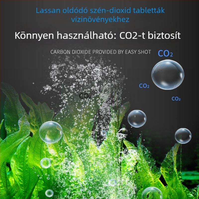 CO2-tartós felszabadulású tabletták akváriumhoz, pezsgőtabletták CO2-generátor cseréje