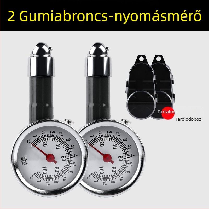 Gumiabroncsnyomás-mérő, magas precizitású nyomásmérő fejjel, autógumi nyomásfigyelő, levegőfeltöltő pisztoly és felfújófej