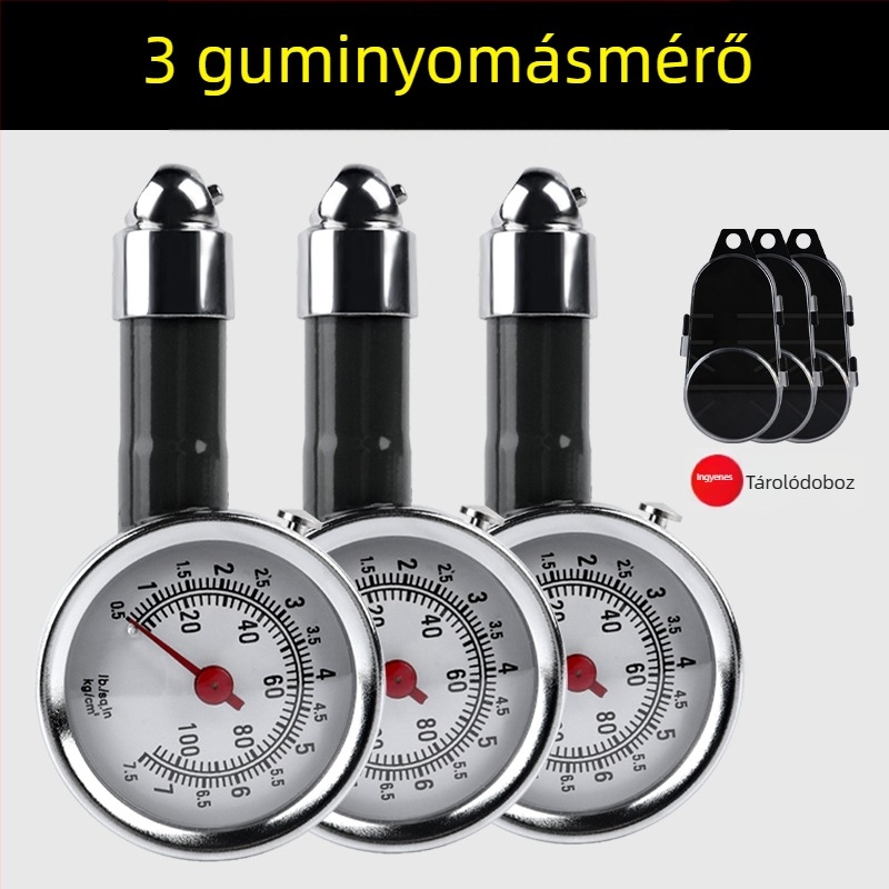 Gumiabroncsnyomás-mérő, magas precizitású nyomásmérő fejjel, autógumi nyomásfigyelő, levegőfeltöltő pisztoly és felfújófej