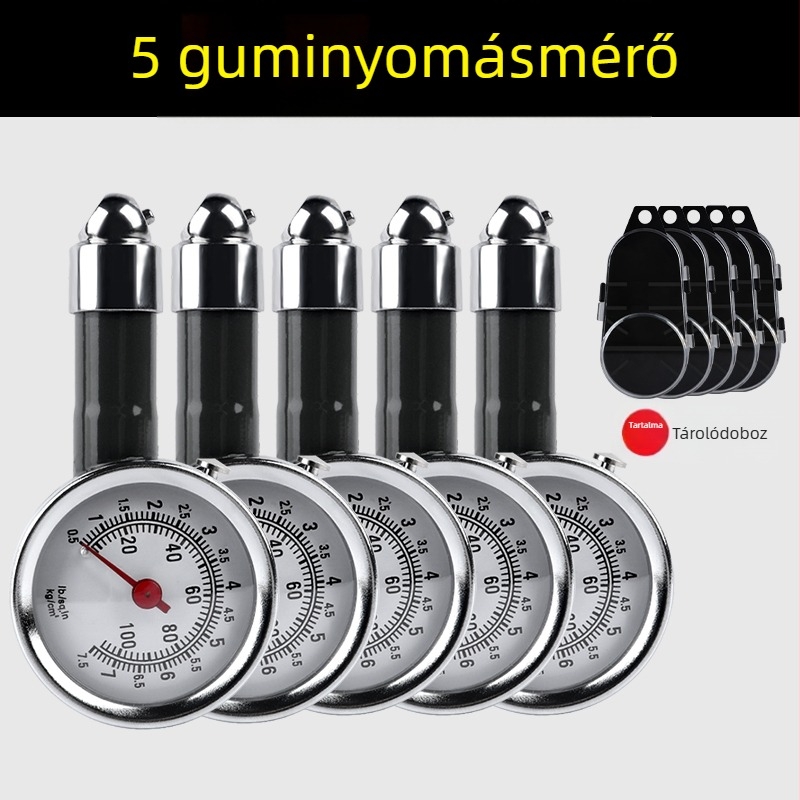 Gumiabroncsnyomás-mérő, magas precizitású nyomásmérő fejjel, autógumi nyomásfigyelő, levegőfeltöltő pisztoly és felfújófej