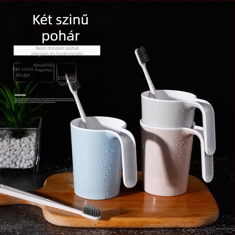 Meiliya kétszínű műanyag pohár a száj és a fogkeféhez, otthoni és kollégiumi használatra