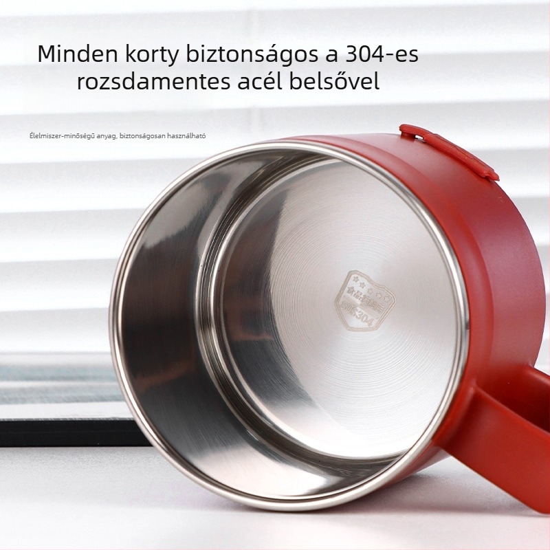 Fedéllel és kanállal ellátott bögre, letisztult minimalist dizájn, állandó hőmérséklet, hordozható, kreatív ajándék