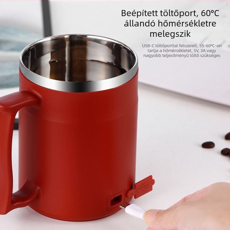 Fedéllel és kanállal ellátott bögre, letisztult minimalist dizájn, állandó hőmérséklet, hordozható, kreatív ajándék