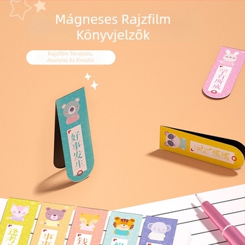 Mágneses könyvjelző, egyedi alakú, aranyos dizájn, kivágott papíralapú, 20×60 mm