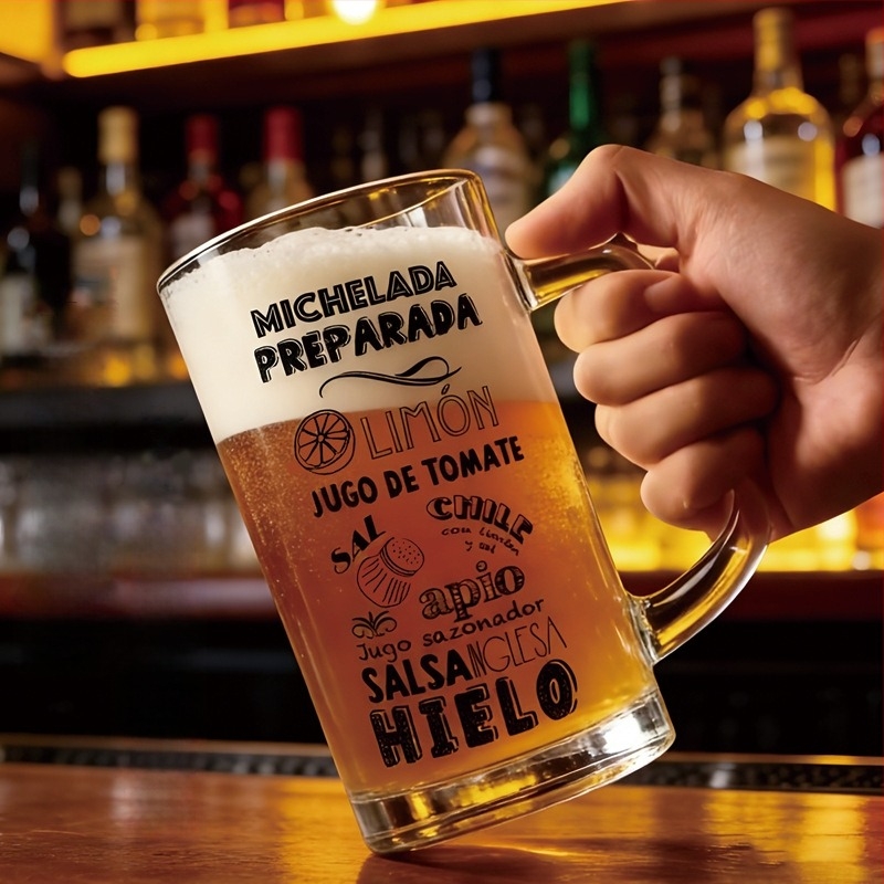 Testreszabható egyenes testű üveg söröskorsó dekál matricával, 480 ml/500 ml/17 oz, környezetbarát