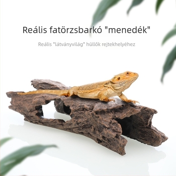 Akvárium és terráriumi tájkép díszítés szimulált fakéreggel, mászó platformával, rejtekhellyel halak és garnélák számára
