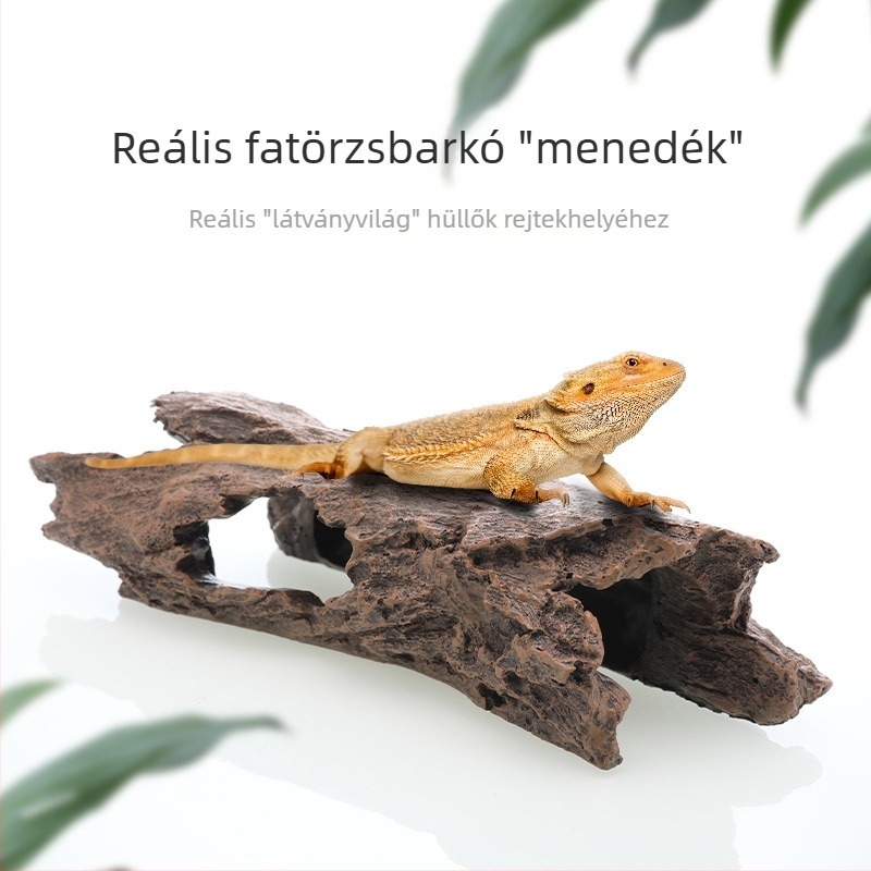 Akvárium és terráriumi tájkép díszítés szimulált fakéreggel, mászó platformával, rejtekhellyel halak és garnélák számára
