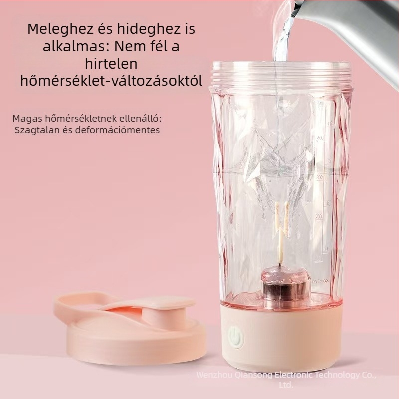 Hordozható fehérje shaker pohár újratölthető akkumulátorral, automatikus töltéssel – ideális kávéhoz és fehérje shake-hez