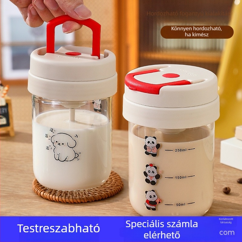 Üvegtestű elektromos shaker pohár, egy érintéses keverés, kávés pohár, élelmiszer-minőségű, ajándék a fitneszhez