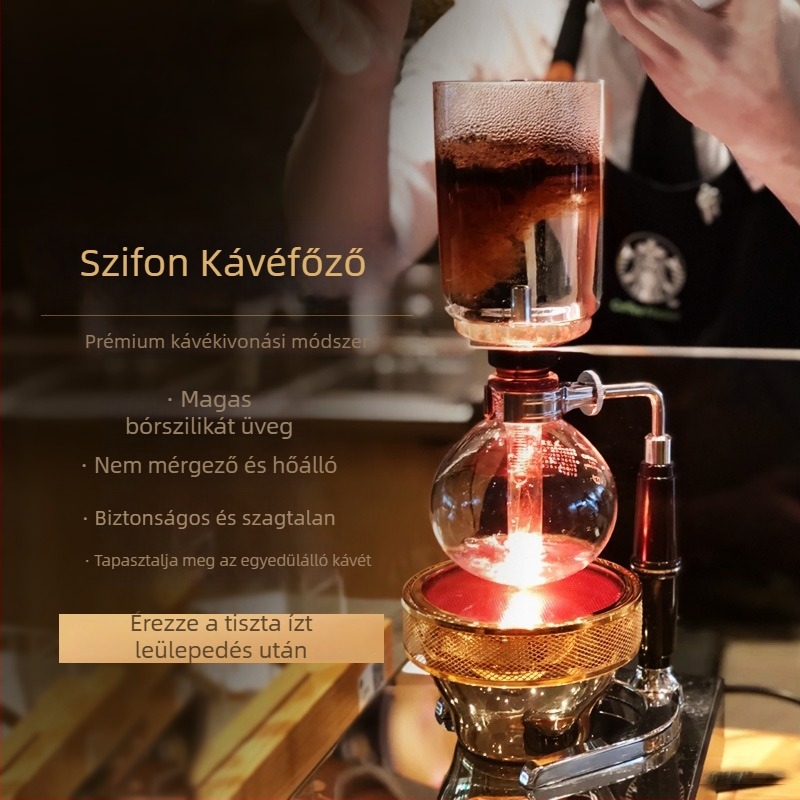 Szifónos kávéfőző készlet, kézi, otthoni használatra, hőálló boroszilikát üveg