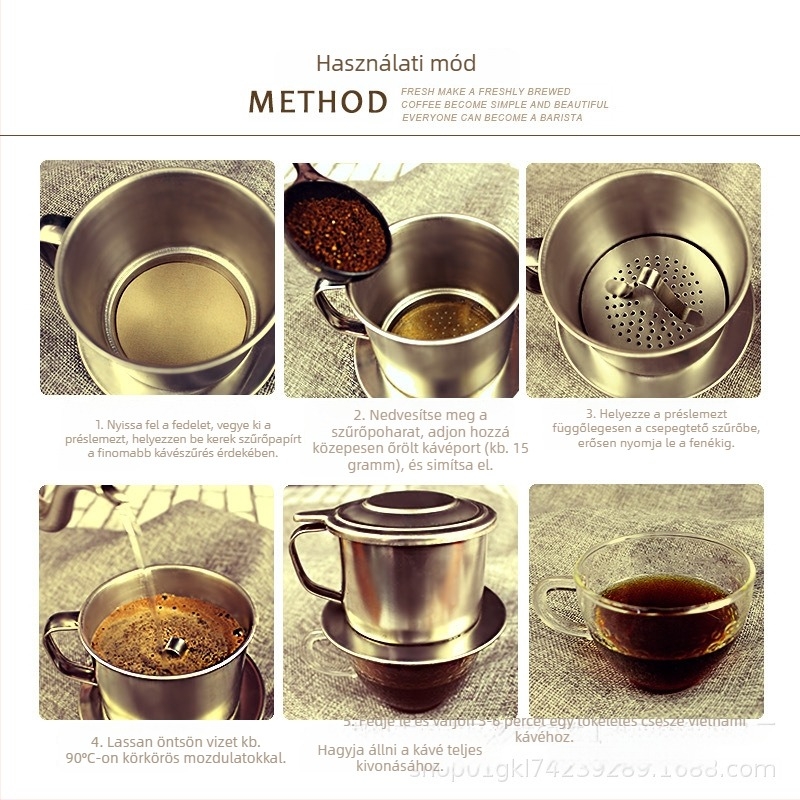 Rozsdamentes acél pour-over kávé dripper