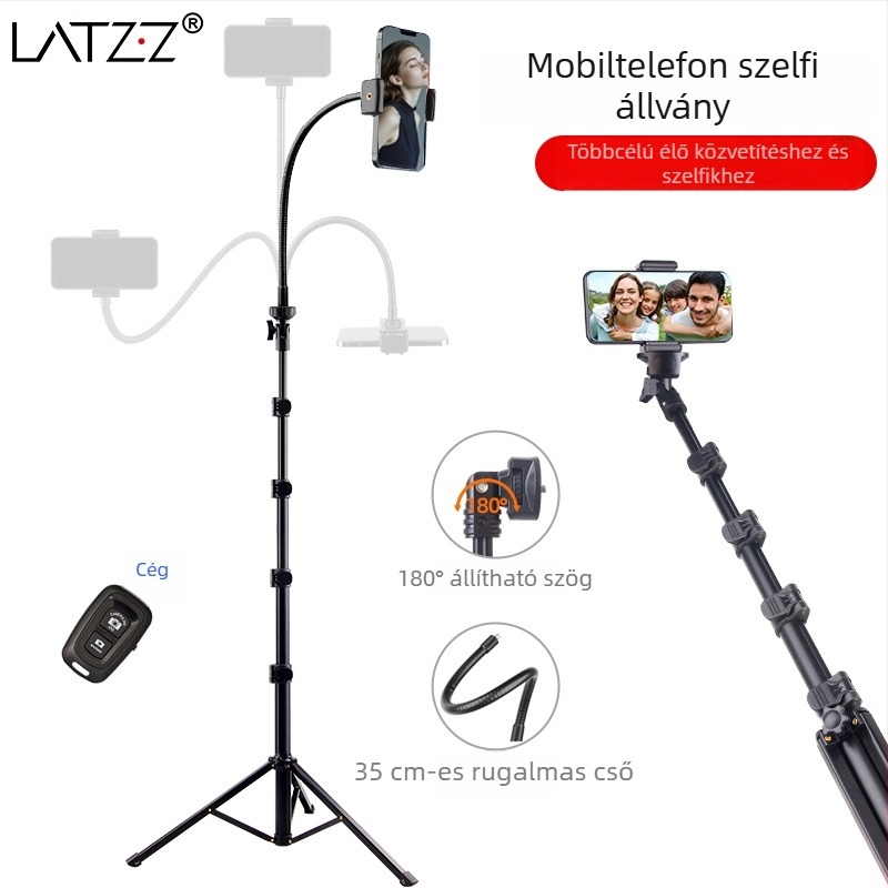Padláson álló mobiltelefon-trípod, állítható hajlékony nyakkal, hordozható fotózáshoz