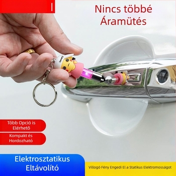 Autóban rögzíthető antistatikus eliminátor kulcstartóval – műanyag, univerzális, hosszú élettartamú
