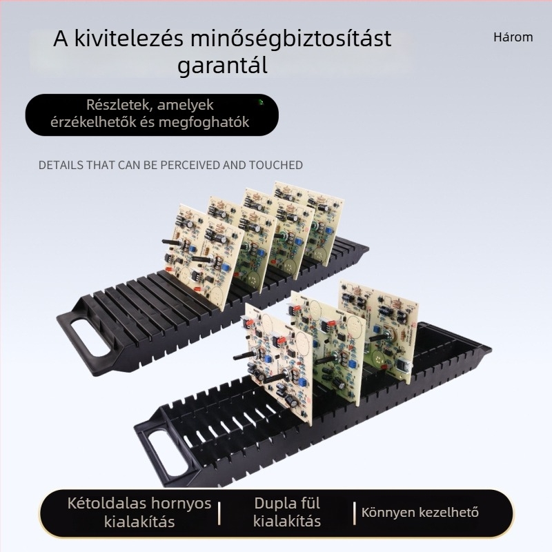 Antisztatikus forgóállvány vezető PP-plasztik alkatrész-dobozzal, kétoldalas tartó PCB tárolására és szállítására
