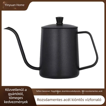 Rozsdamentes acélból készült kávékanna, 600 ml, keskeny csőrrel, kézi pour-over készítéséhez