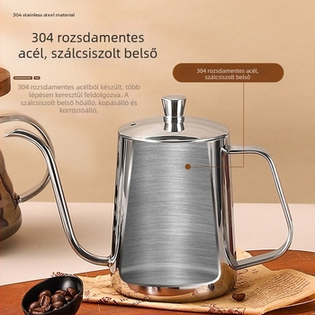 Rozsdamentes acélból készült kávékanna, 600 ml, keskeny csőrrel, kézi pour-over készítéséhez