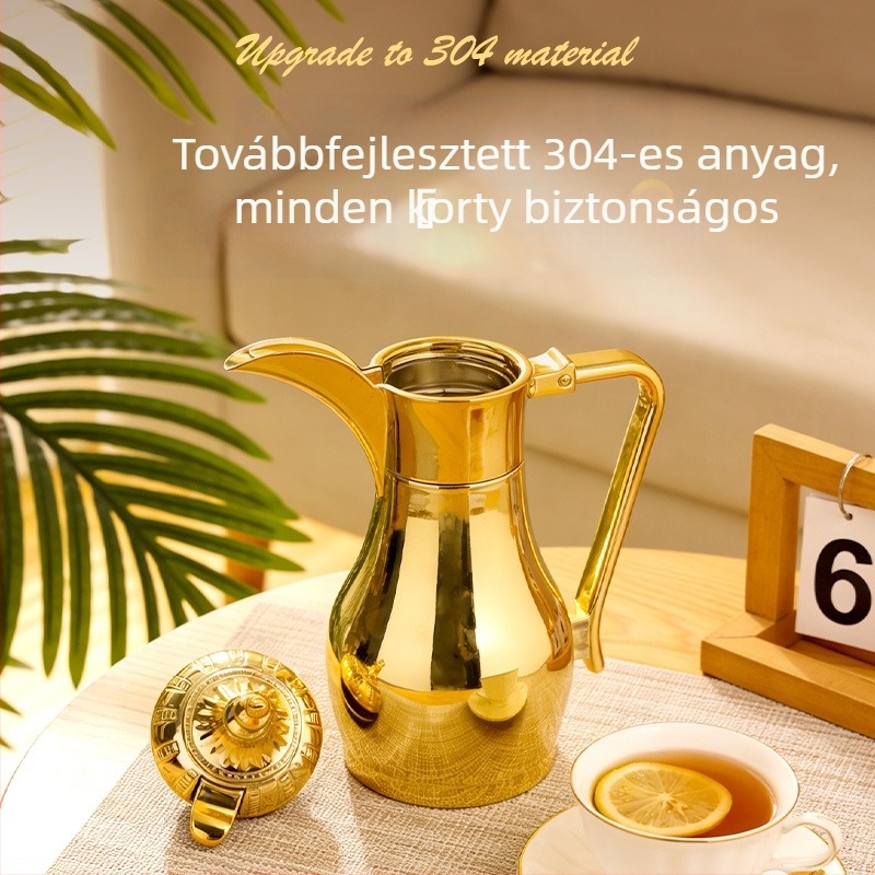 500/700 ml rozsdamentes acél, Közel-Keleti kávés edény és teáskanna, palota-stílus, arany szín, otthoni használatra