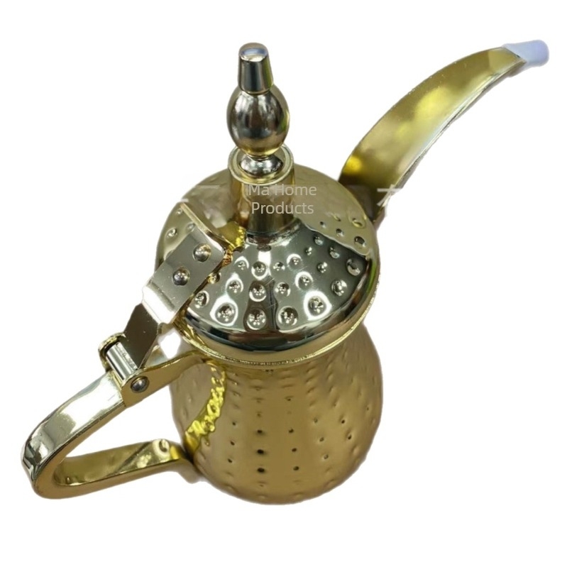 Aranyozott rozsdamentes acél Dallah kávéskanna, arab design