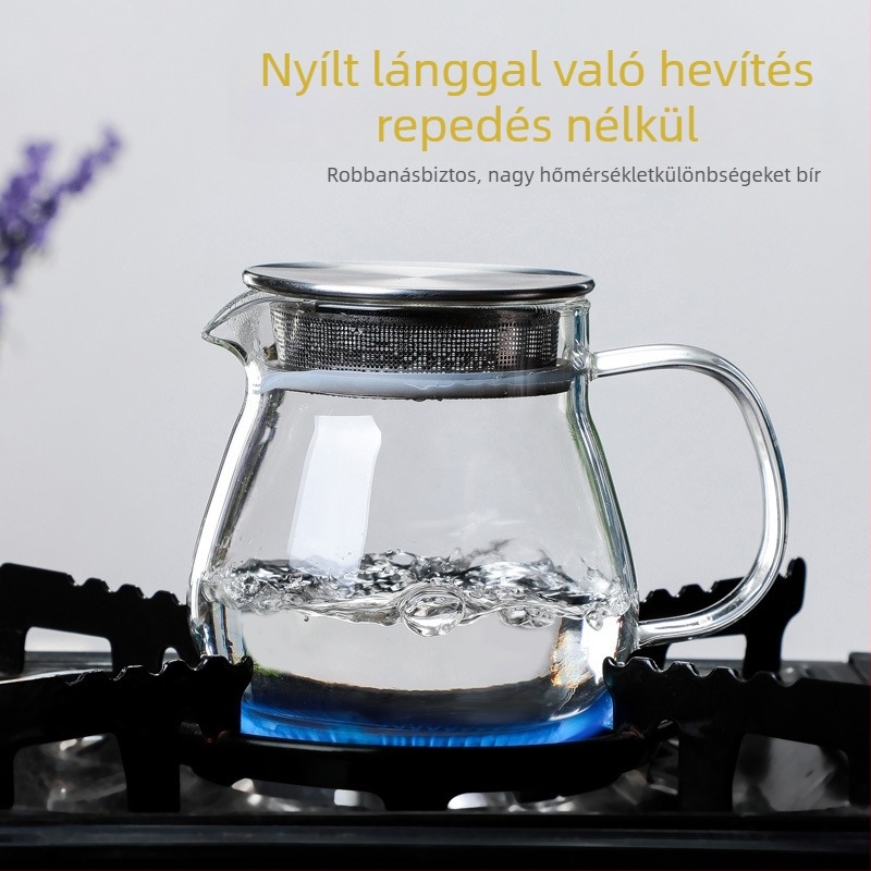 Kézzel öntött kávés kanna acél fedéllel, átlátszó boroszilikát üveg, 460 ml
