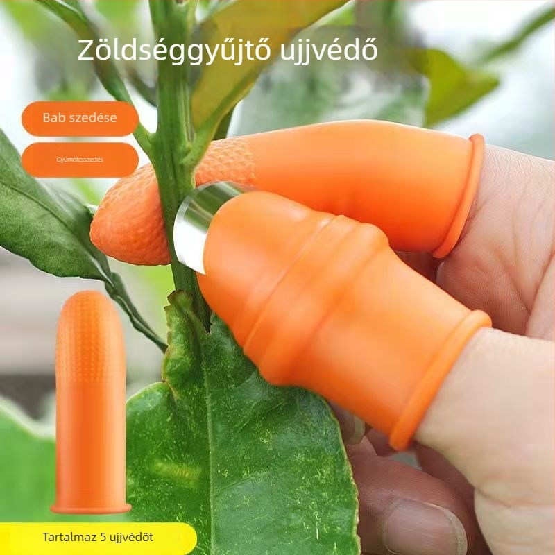 Zöldség előkészítő ujjvédők hüvelykujjvédővel, fokhagyma hámozáshoz, csúszásmentes kivitel