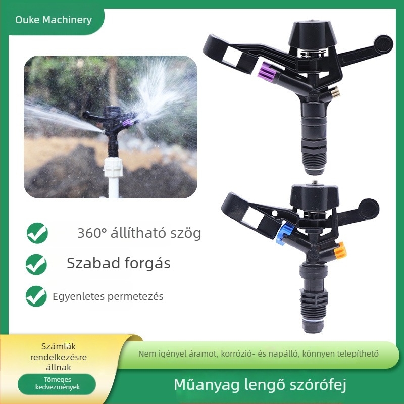 360°-os forgó kerti öntözőkar, gyepöntöző, 4-sugárú fúvóka, állítható kettős sugár