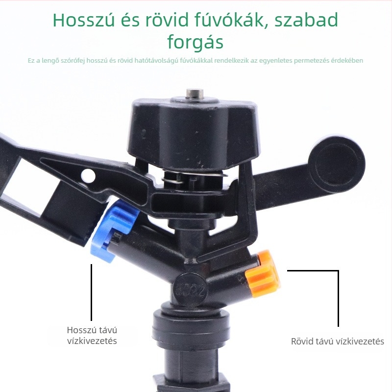 360°-os forgó kerti öntözőkar, gyepöntöző, 4-sugárú fúvóka, állítható kettős sugár