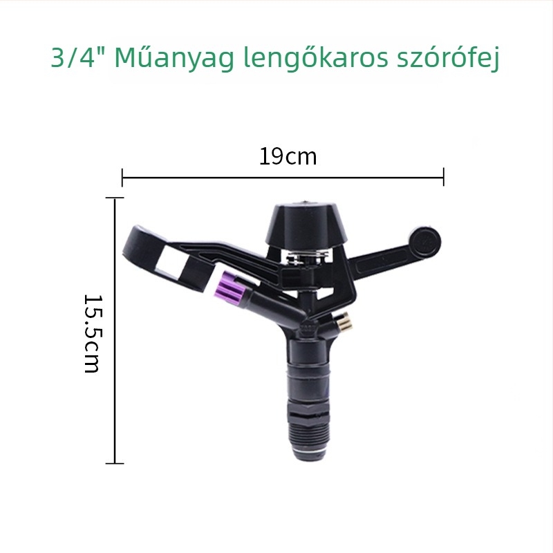 360°-os forgó kerti öntözőkar, gyepöntöző, 4-sugárú fúvóka, állítható kettős sugár
