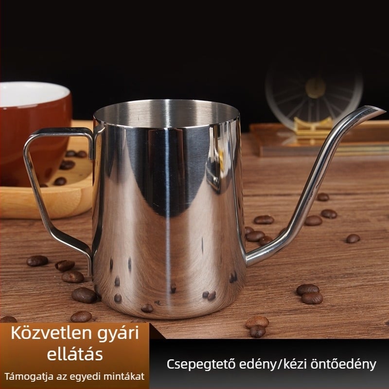 Rozsdamentes acélból készült 350 ml-es pour-over kanna, mini méretű, vékonycsöves nyílással, kávé kellékek