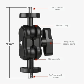 Mobiltelefon-tartó és livestream állvány kamera kiegészítőkkel, 1/4 hüvelykes csavar a gömbfejhez, borsócsipesz, varázs kar és gimbal