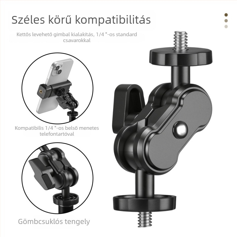 Mobiltelefon-tartó és livestream állvány kamera kiegészítőkkel, 1/4 hüvelykes csavar a gömbfejhez, borsócsipesz, varázs kar és gimbal