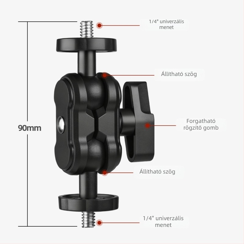 Mobiltelefon-tartó és livestream állvány kamera kiegészítőkkel, 1/4 hüvelykes csavar a gömbfejhez, borsócsipesz, varázs kar és gimbal