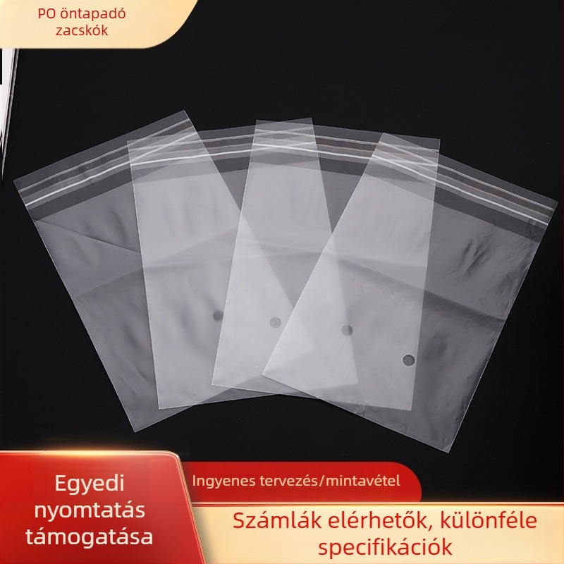 Matt PO öntapadós ruházati csomagoló taska, áttetsző műanyag tasak nyomtatással