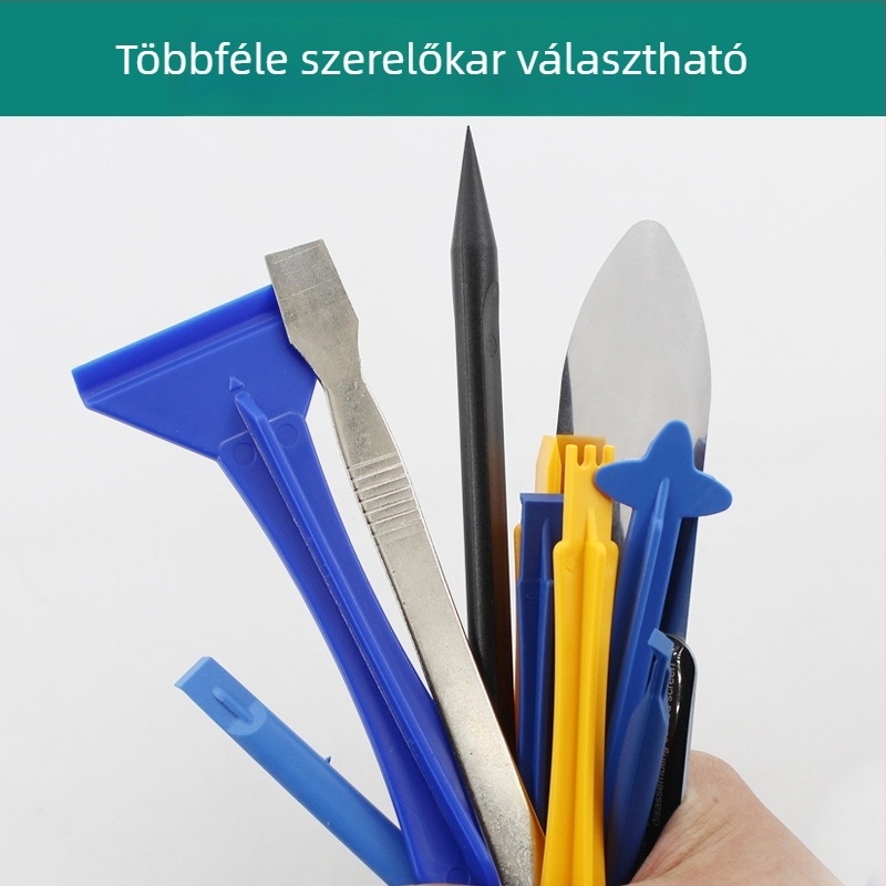 14 részes készlet mobiltelefon és tablet javításhoz — kijelző szétbontás, ragasztás, nyitóeszközök, antistatikus eszköz