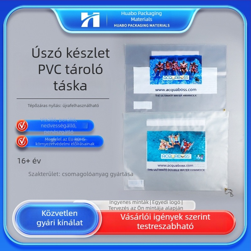 Utazási tároló táska fehérnemű és ruházat számára, EVA/PVC, átlátszó vagy matt felület, Velcro-zár, testreszabható