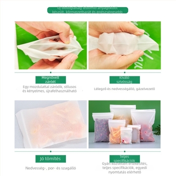 Biodegradable zipzáras zacskó perforált filmmel, matt felület, önállóan álló, átlátszó