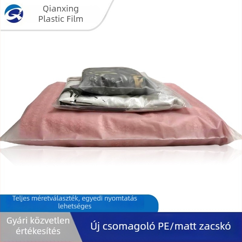 Személyre szabott PE átlátszó matt cipzáras ruhacsomagoló tasak ruhákhoz, fehérneműhöz, melltartóhoz és zoknikhoz